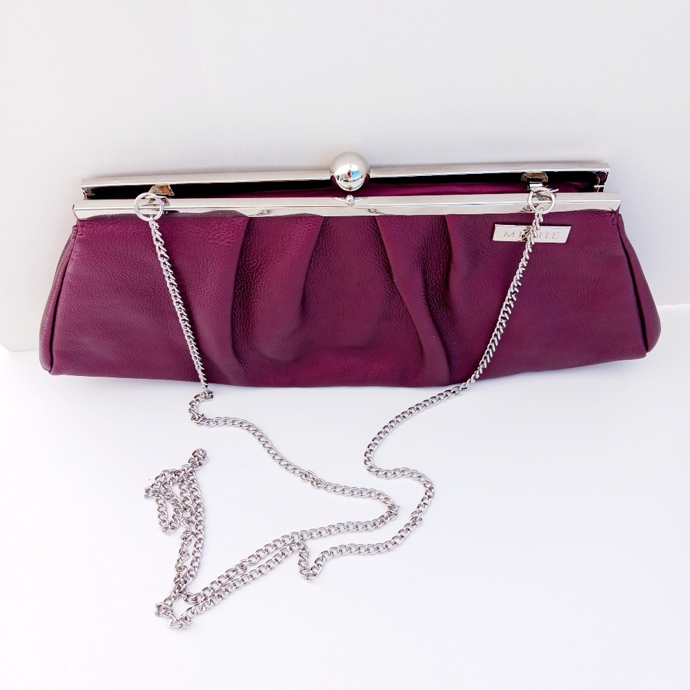 Plum Purple Miche Clutch with Silver Chain